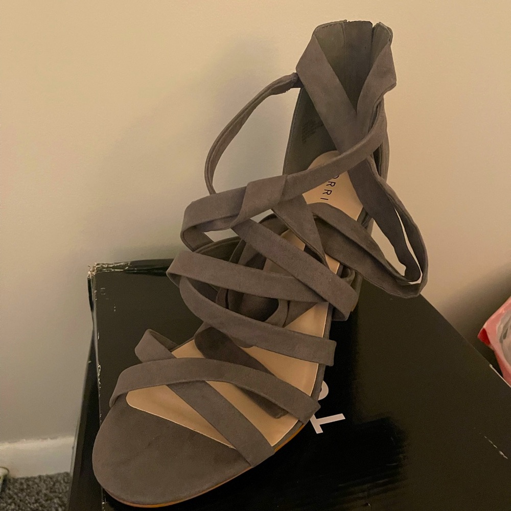 Grey Strap Wrap-up Heel (Never Worn)